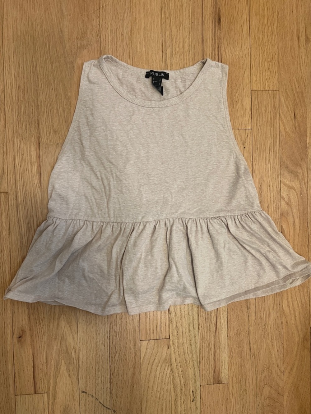 Publik Peplum Tank Top in Light Beige